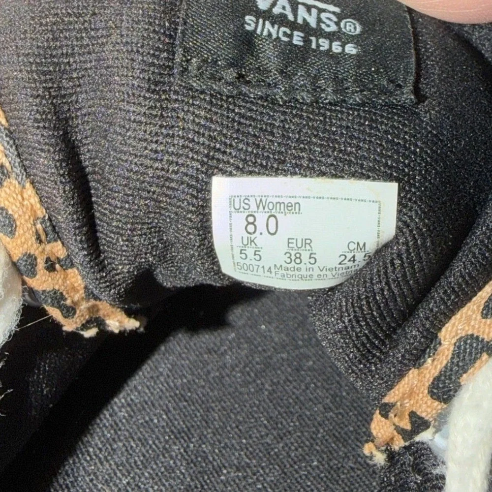 Vans Animal Print Sneakers Women Sz 8 Tan Black Low Top Canvas Skate Shoes Y2K